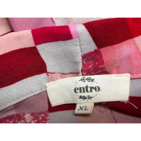 Entro V-Neck Short Sleeve Blouse Womens Size XL Berry Mix Casual - Picture 3 of 7